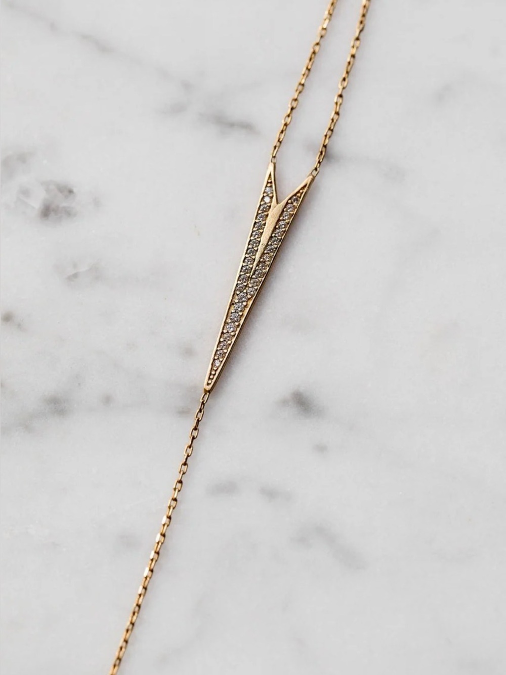 Gold plated cubic zirconia triangle V pave bracelet - Women's Jewelry Y2K